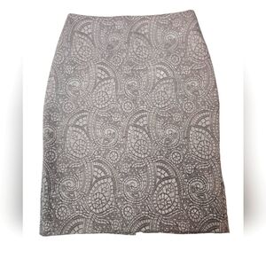 New York & Co Silver Sheen Lilac Textured Paisley Pencil Skirt‎ Size 0 Women's